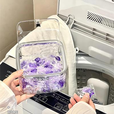 Conteneur de dosettes de lessive, boîte de rangement transparente pour capsules de lavage, feuilles de séchage, conteneur organisateur de rangement de buanderie
