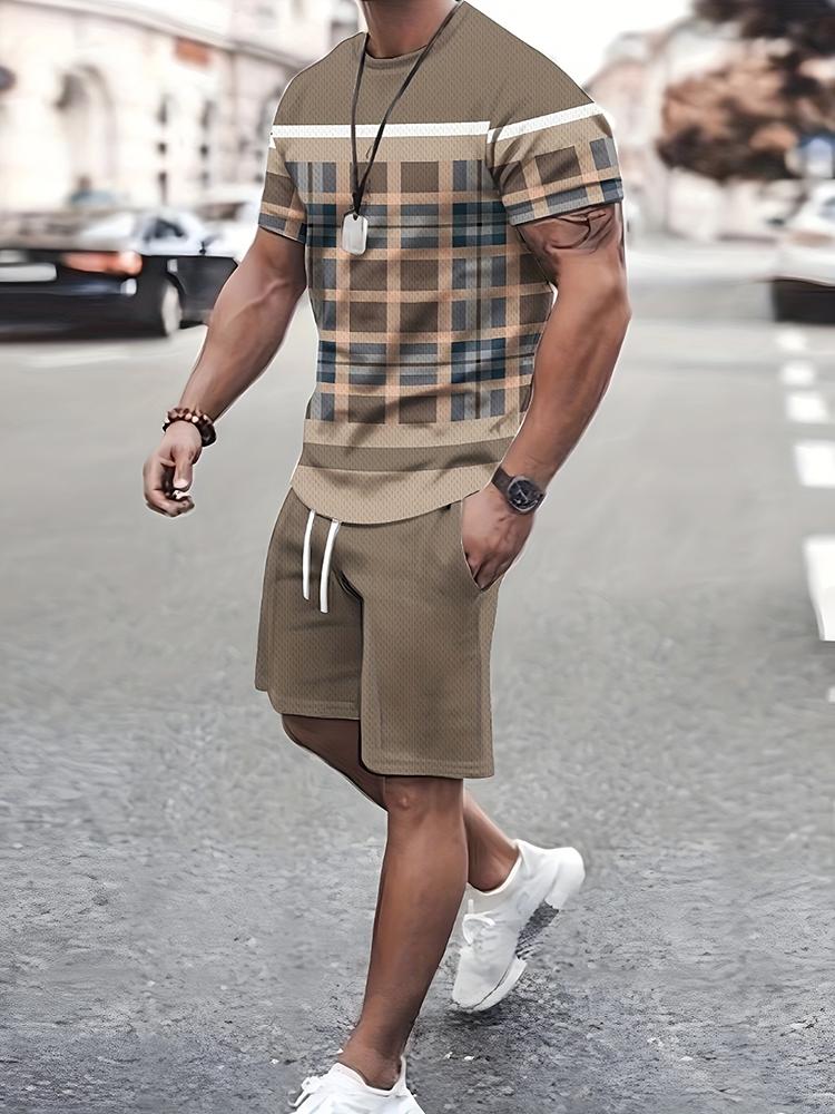 New trendy clothing Heren Casual Mode Los Comfortabel Korte Mouwen Buiten Trend Sportshorts Nieuwigheid Gestreept 3D Print 6XL