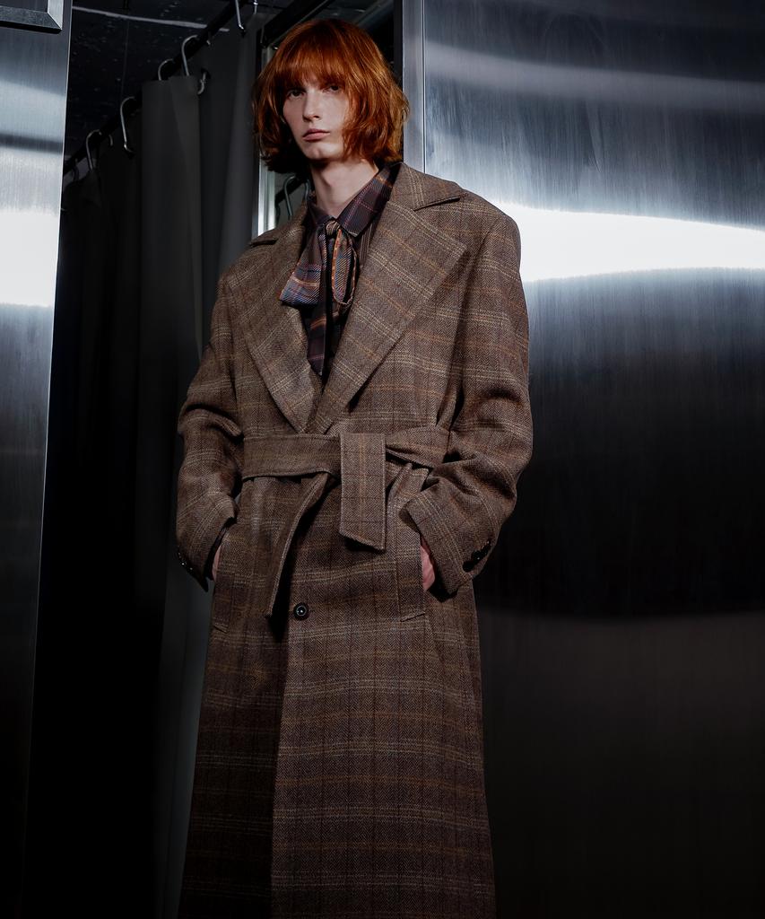 Untage Wool Prince Of Wales Coat (Unisex)_Uth-Fc17