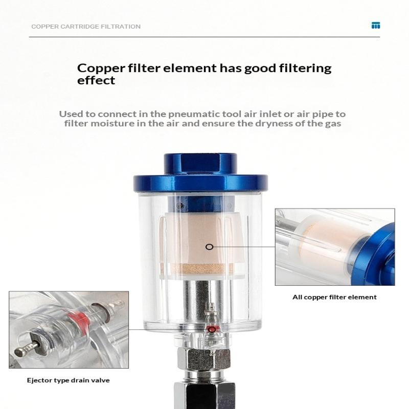 Air Oil Water Separator Filter Kit 1/4'' Thread With Moisture Trap Spray Gun Pressure Parts Air Compressor Tool Jpn Interface