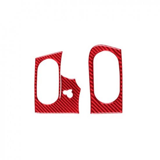 2pcs Red Carbon Fiber Car Inner Front AC Vent Sticker For Corvette C6 2005-2013