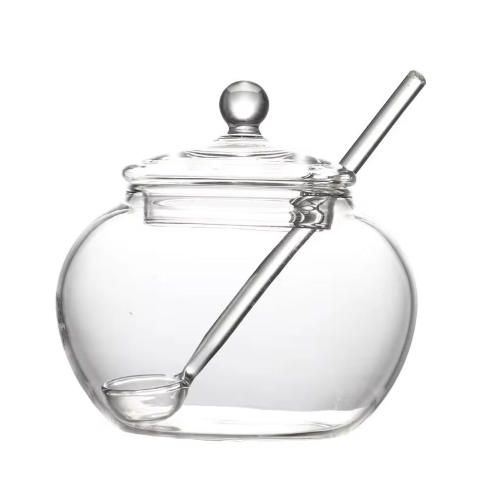 

Transparent Tea Storage Tank with Lid Spoon Salt Pot Useful Spice Storage Container Grains 350 ml чистый