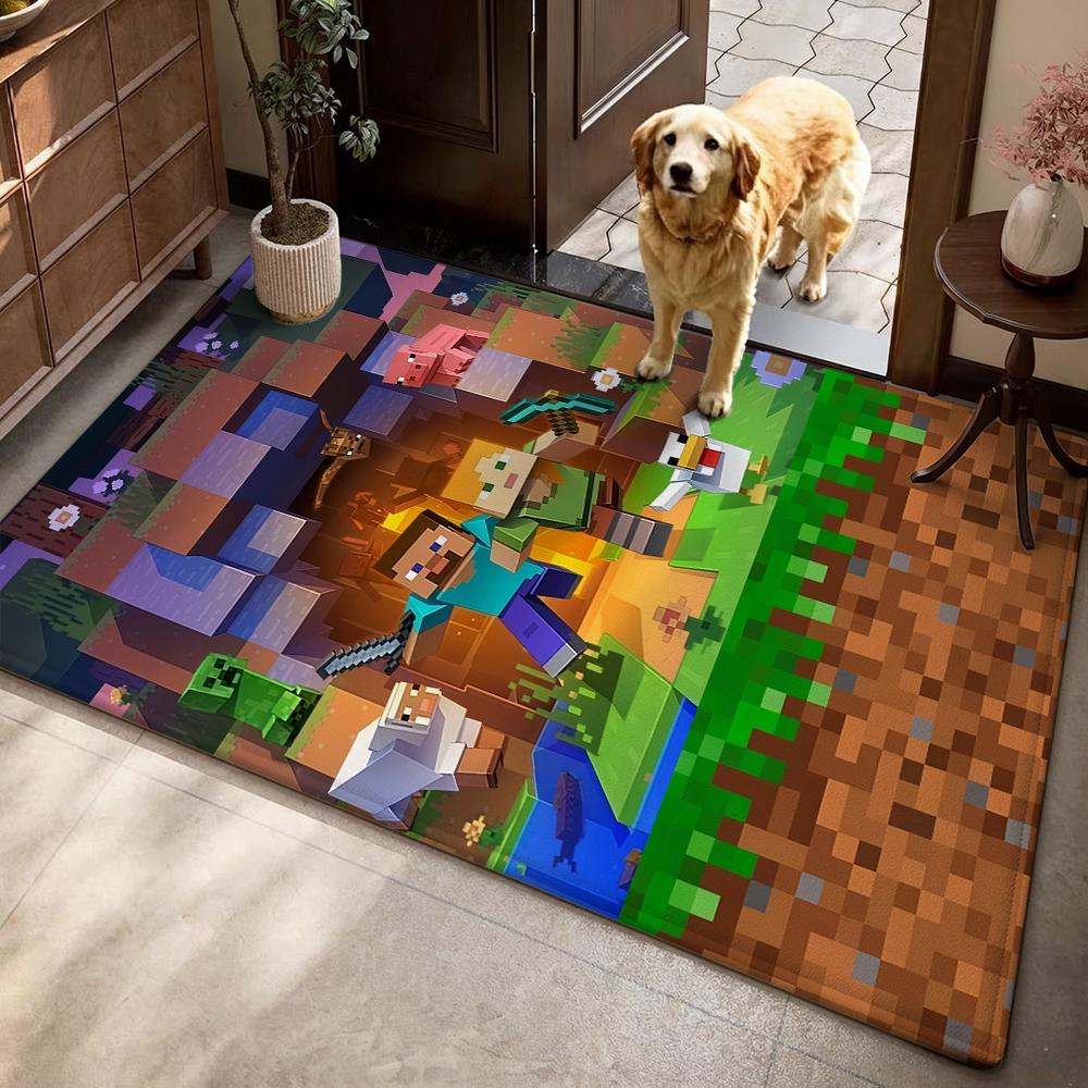 Minecraft Blocky Survival Adventure Printed Rug Durable Stainresistant Carpet For Bedroom Study Home Decor Holiday Gift