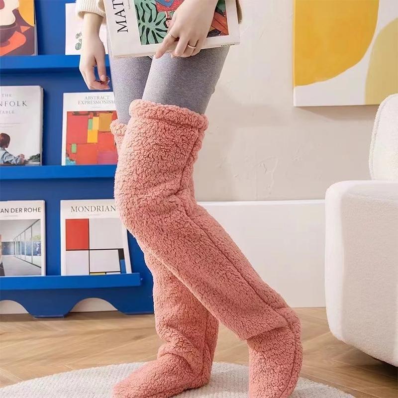 Over Knee High Fuzzy Long Socks Plush Stockings Leg Warmers Winter Home Sleeping Socks Keeping Warm Socks Christmas Gift