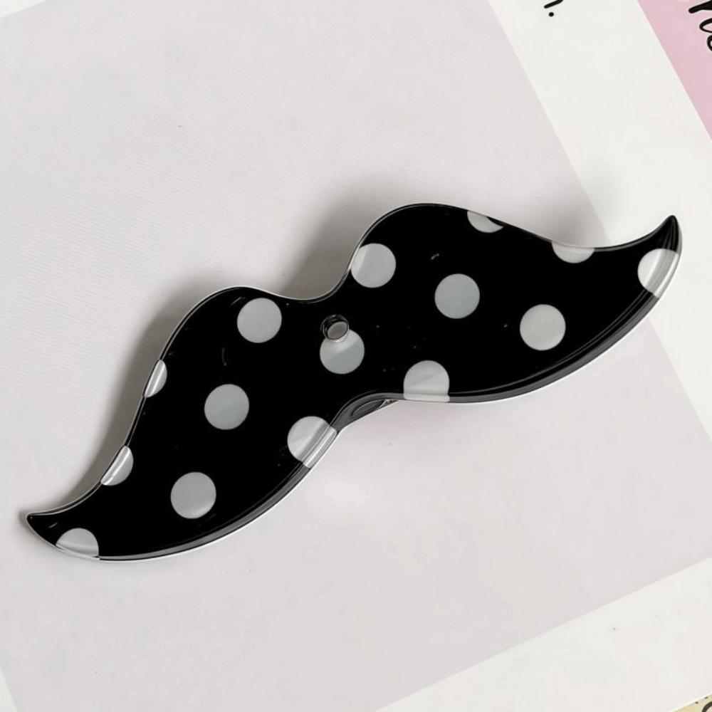 Acrylic Bangs Clip Polka Dot Snap Clip Cute Beard Shape Hair Clips For Women Girls чёрный