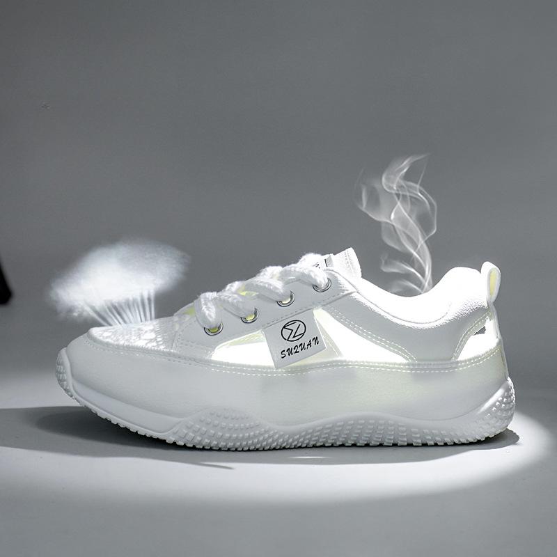 Sommer Neue Ins Atmungsaktive Weiße Schuhe Damen Low-Top Freizeit-Board-Schuhe Plateau-Plateau-Schuhe