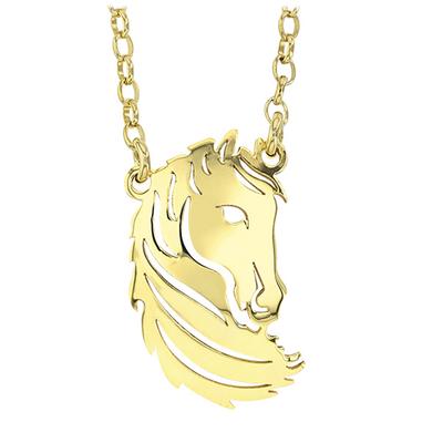 [Q3323] - Colar em Prata 'Selva' Dourado - 25x15 mm (cavalo)