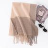 Lamb Wool Scarf Autumn and Winter New High End Women's All Match Thickened Plaid Splicing Warm Scarf Dual Use
