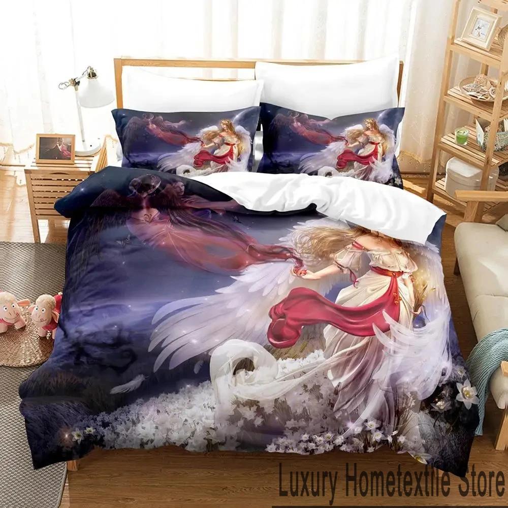 3D Print Guardian Angel Bedding Set Boys Girls Twin Queen King Size Duvet Cover Pillowcase Bed Boys Adult Home Textileextile