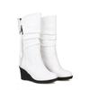 Women's Boots Mid Calf Korean Style Simplicity Casual Boot Wedges Heel  Autumn and Winter Side Zipper Knight Boots Women Shoes