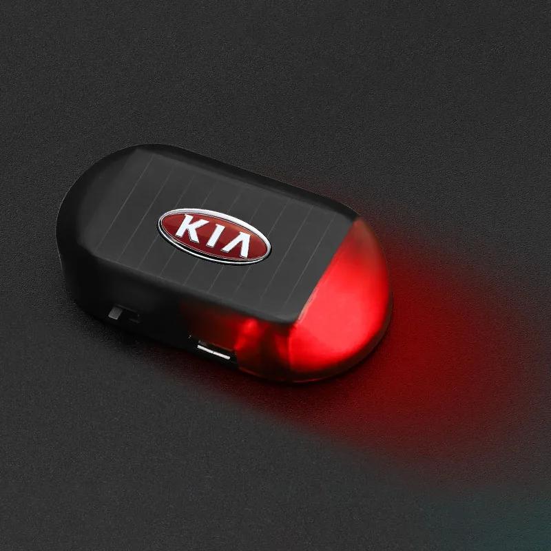 2026 Hot Car Sticker Car Mini LED Solar Powered Security Light Caution Lamp Auto Accessories For KIA Sportage Rio 3 Soul Optima