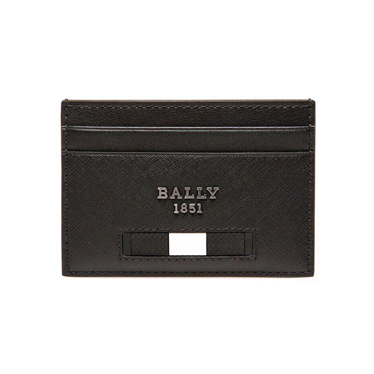 Bally Bhar Letter Logo Recycled Leather Wallet Card Holder Men wallets Black 6238946 Basic Set (Bag+Dust Bag)