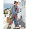 Y1 Short Sleeve Shirt Set Fashion Digital Printing Women's Loose Crew Neck Top High Waist Pants Two-piece Set