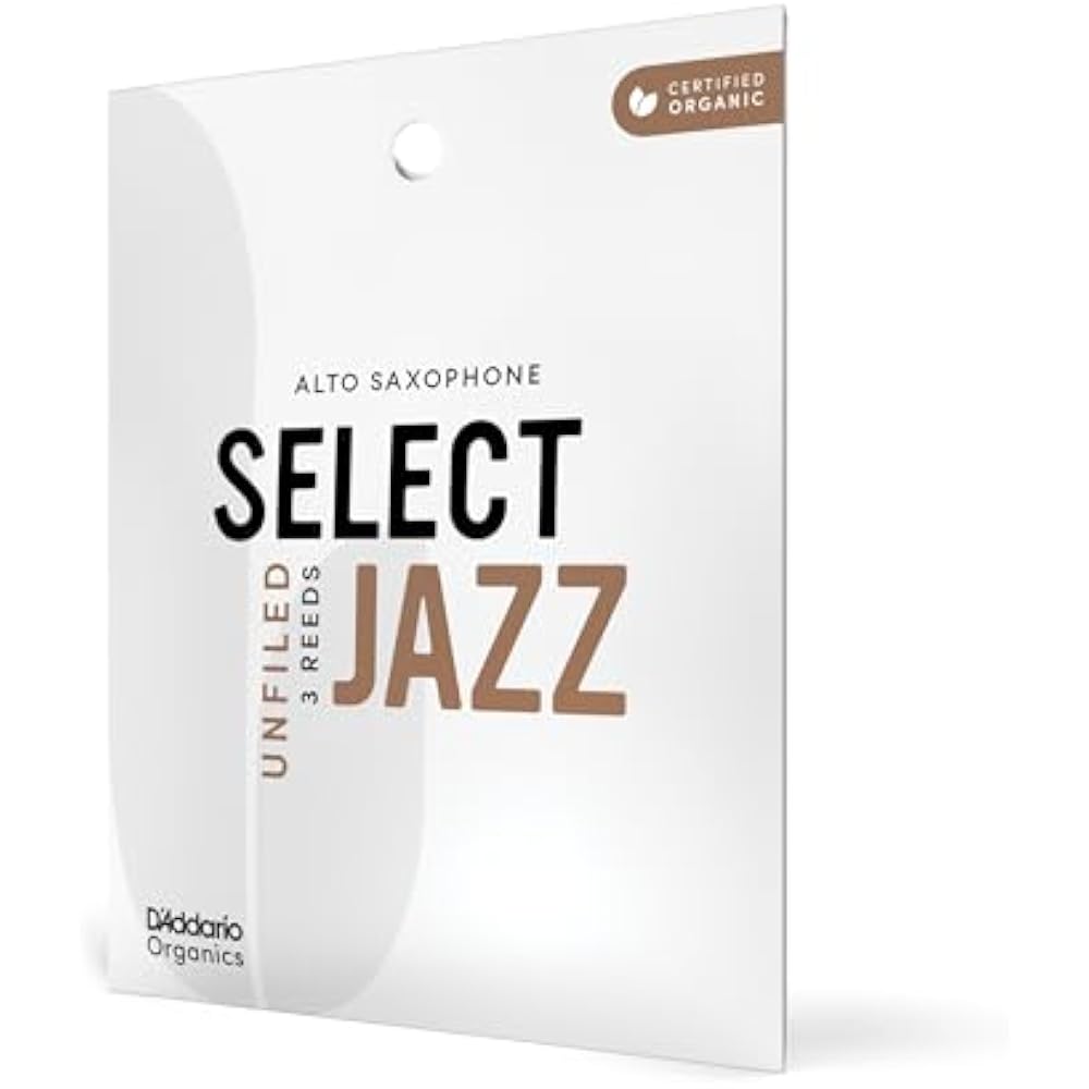 D Addario WoodWinds Daddario Reed for Alto Saxophone USDA Organic Certified SELECT JAZZ UNFILLED ...