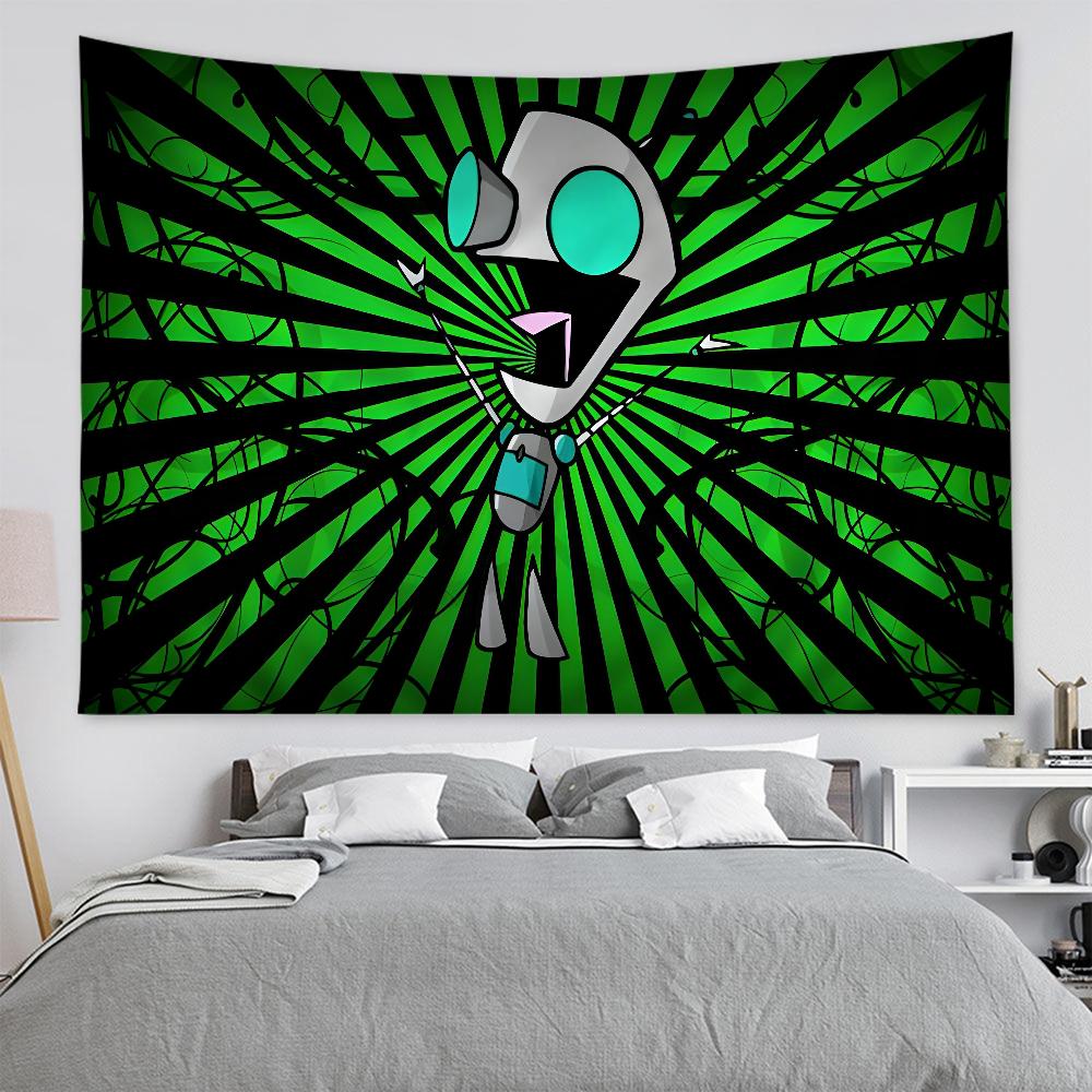 Invader Zim Cartoon Anime Tapestry Hanging Tarot Hippie Wall Rugs Dorm Wall Hanging Sheets