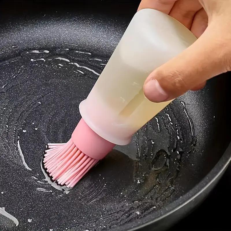 1 stk silikon tråklebørste med oljedispenser - matkvalitet, perfekt for BBQ og bakverk, kjøkken essensielt