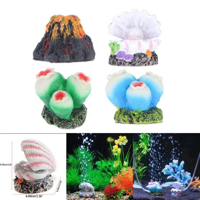 Aquarium Vissenkom Decoratie Zuurstofpomp Luchtbel Luchtpomp Aandrijving Ornament Koraal Schelp Vulkaan Vis