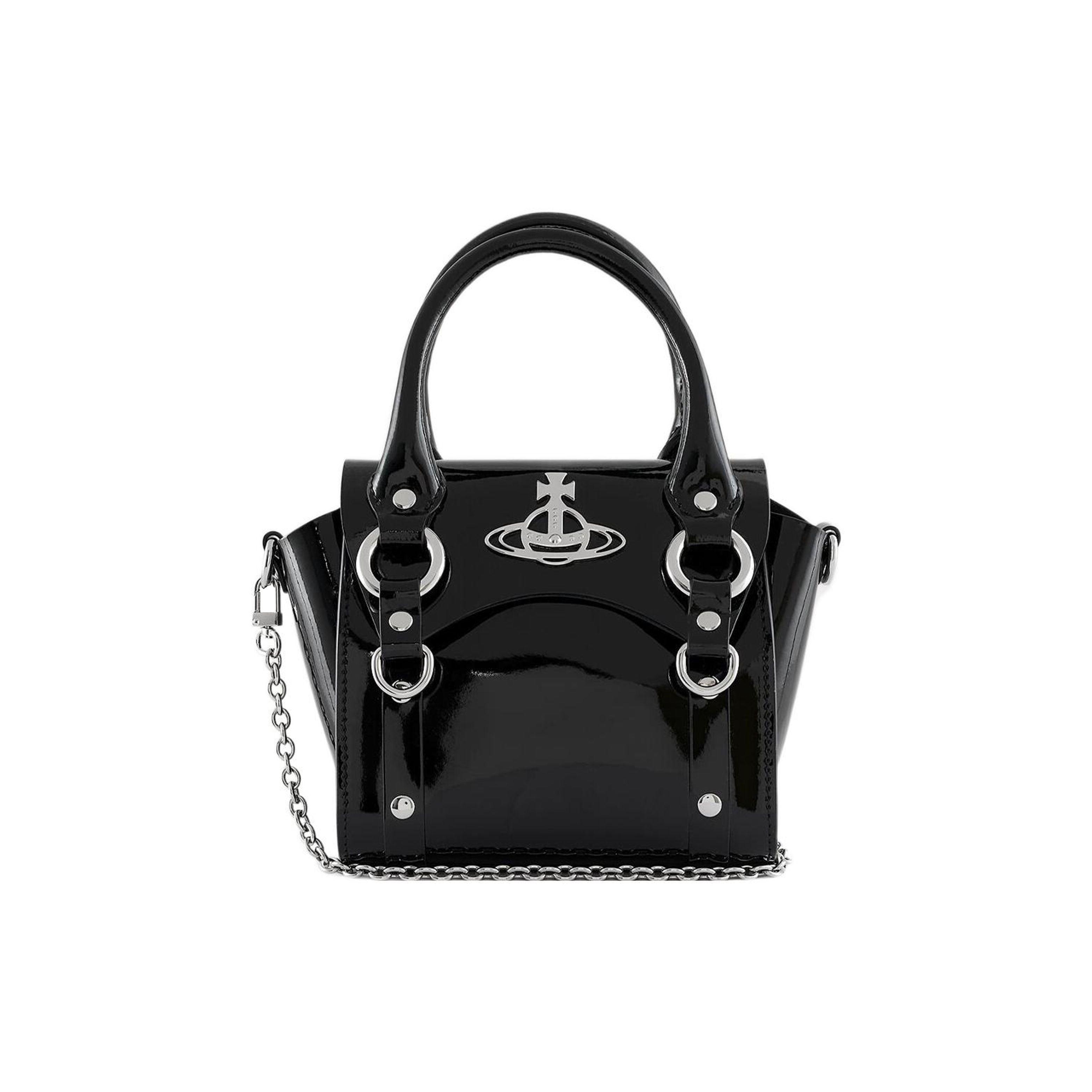 

Vivienne Westwood Silver Buckle Logo Flap Closure Leather Mini Shoulder Crossbody Bag Women bags Black 42010085L001ON403PF Basic Set (Bag+Dust Bag)