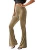 Women's Fashion Sexy High Waist Gold Velvet Ribbed Flared Pants
