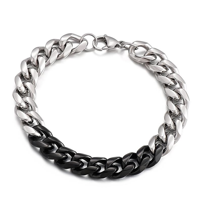 Trendy Cuban ChainMen's Wristband Armband Bracelet 10mm Splicing Chains Stainless Steel Jewelry