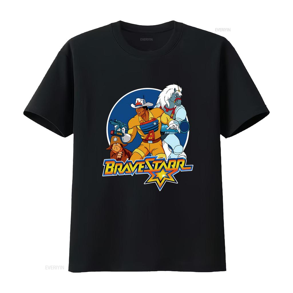 Vintage BraveStarr Cartoon Print Mens T Shirt S 5XL Long or s Retro Western Sci Fi Design vintage Washed Slightly graphic