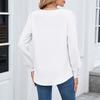 Women's Fashionable Casual  Long Sleeved V-neck Pleated Ruffle Edge Shirt Pullover Top