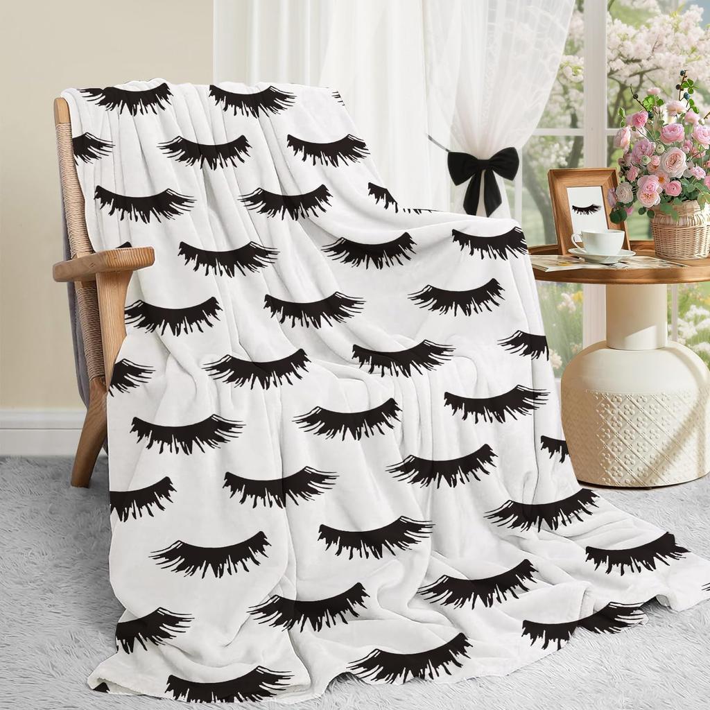 Lashes Mascara Blanket Super Soft Flannel Blanket Comfy Cozy Throw Blanket Couch Lightweight Blankets for Living Room Bedroom