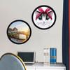 Wall Mount Round Photo Frame Rustic Wooden Picture Art Painting Display Frame Indoor Home Office Bedroom Wall Hanging Decoration