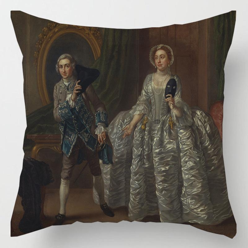 European Court Figures Throw Pillow Cover With Short Plush Print For Living Room Sofa Decoration Cushion Cover Pillow Covers