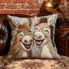 Laughing Donkeys Throw Pillow Cute Donkey Square Cushion with Removable Cover Farmhouse Decorative Cushion for Home Couch Sofa Bed Patio Car Decor
