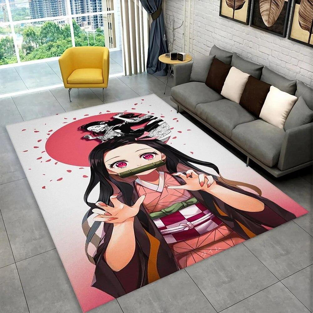 Kamado Nezuko Demon Slayer Anime Area Teppe, Teppe Teppe for Stue Barn Soverom Sofa Dørmatte Dekor, Barn Sklisikker gulvmatte