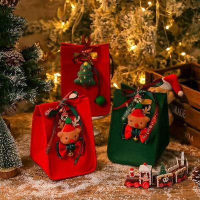 Santa Claus Snowman Elk Felt Christmas Candy Bag New Year Home Decoration Felt Gift Bags Merry Christmas With Handle