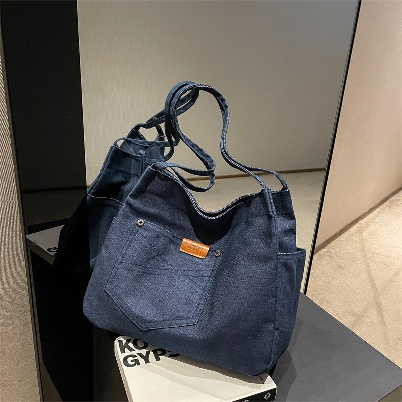 Yeni Kadın Hafif Denim Su Geçirmez Tote Çanta Seyahat Çanta Büyük Rahat Omuz Çantaları