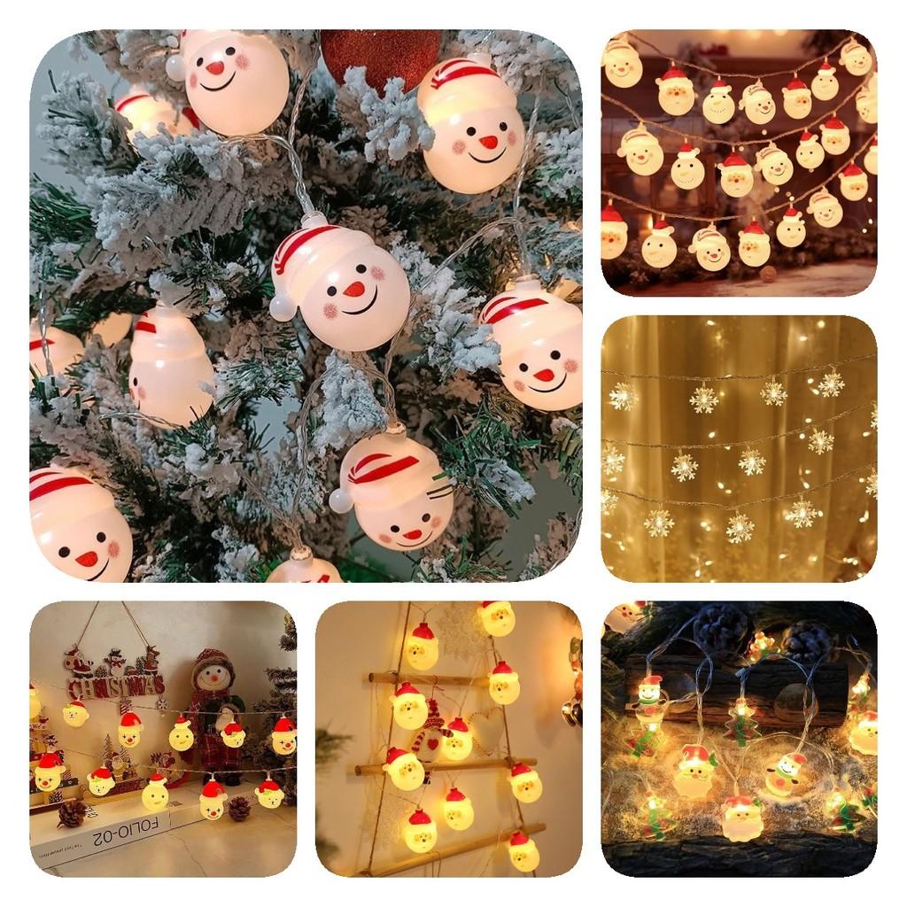 Led Battery Snowman Santa Claus Elk Fairy String Lights Outdoor Xmas Decor Tree