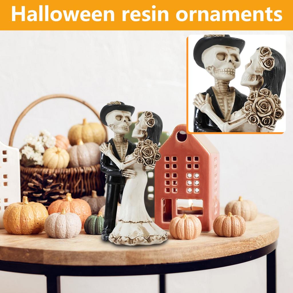 Halloween Skeleton Groom And Bride Resin Ornament Decoration