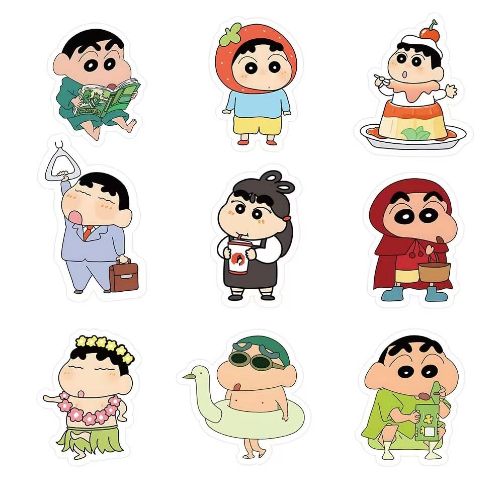 Set of 100 Crayon Waterproof DIY Perfect As a Birthday or New Shin-chan Stickers. Cute, Anime, Decals. Stylish, Cartoon, Stickers. Reward, Gift,