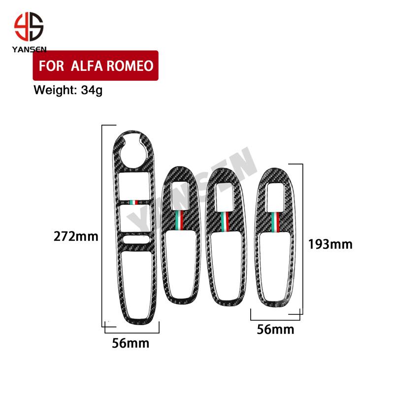 WZLN3 Ramka przycisku podnoszenia szyby Naklejka z włókna węglowego Pasuje do Alfa Romeo 159 2004-2011