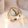 Luxury Crystal Multicolor Zircon Ring Vintage Fashion Gold Color Wedding Bands Engagement Rings Jewelry For Women Men Accessory
