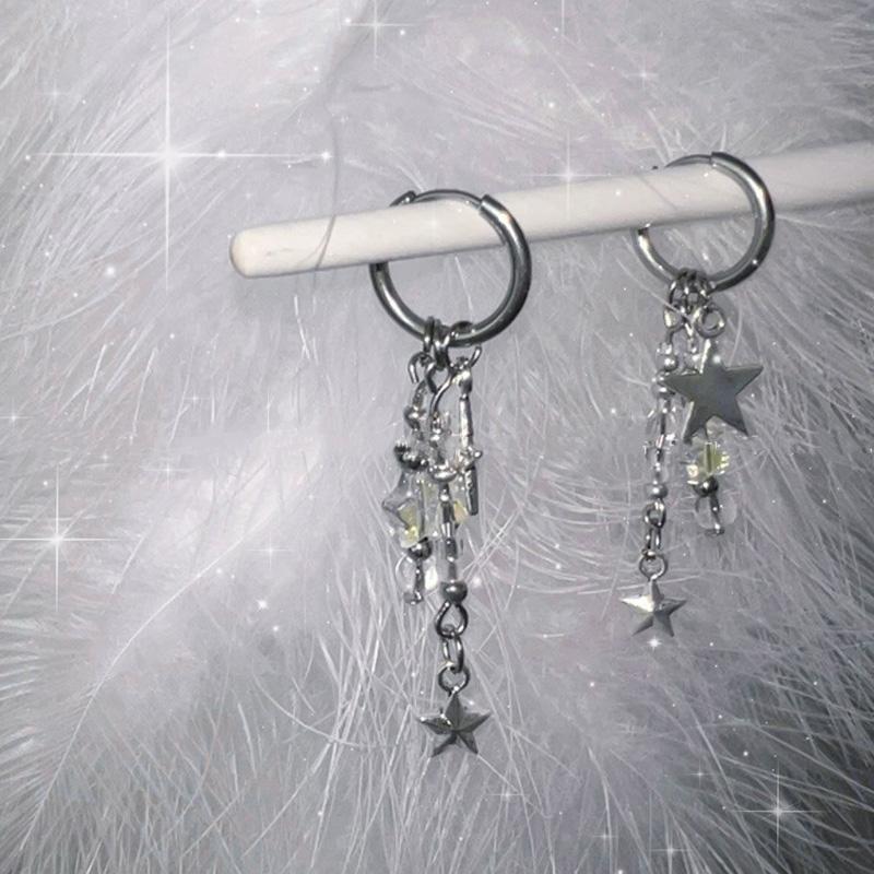 Cercei neregulați pentagramă Y2K, dulci, cool, moda, cercei cu ciucuri, bijuterii pentru petreceri, cadouri