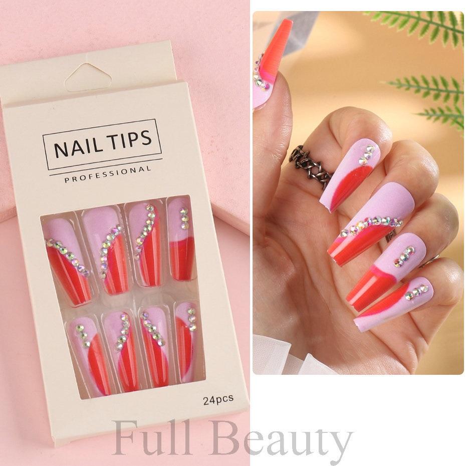 24pcs Detachable Ballerina False Nails Wearable Fake Nails Full Cover Long Nail Tips Manicure Tool Press On Nails