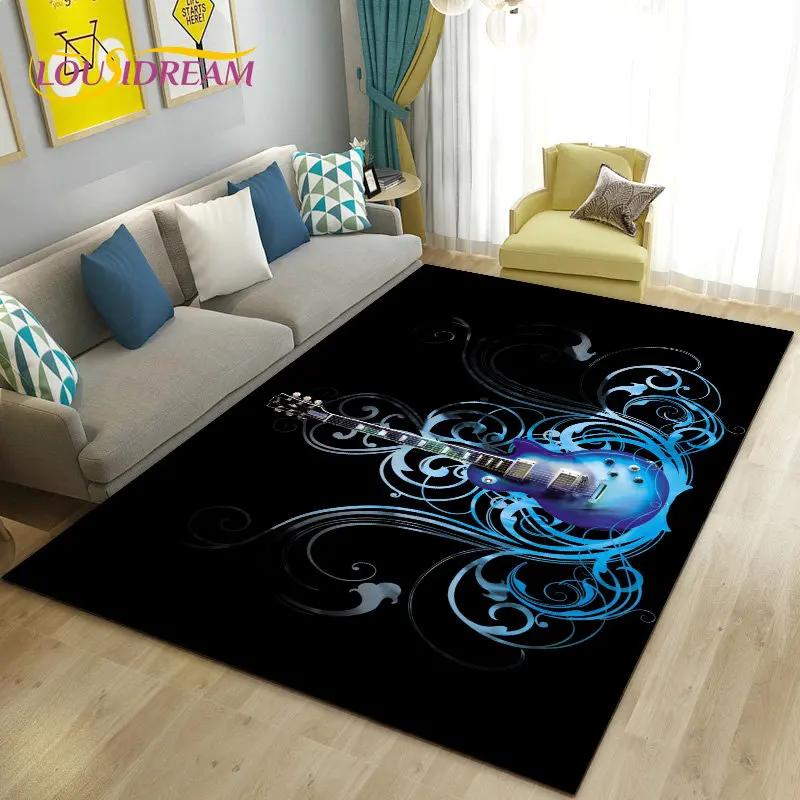 Classical Guitar Electric Guitar Area Rug Large,Carpet Rug for Living Room Bedroom Sofa Doormat Decoration, Non-slip Floor Mat