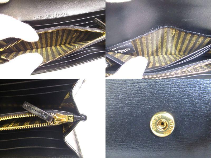 Authentic FENDI Black Leather Bifold Long Wallet Flap Wallet Baguette Continental #a134  Refurbished