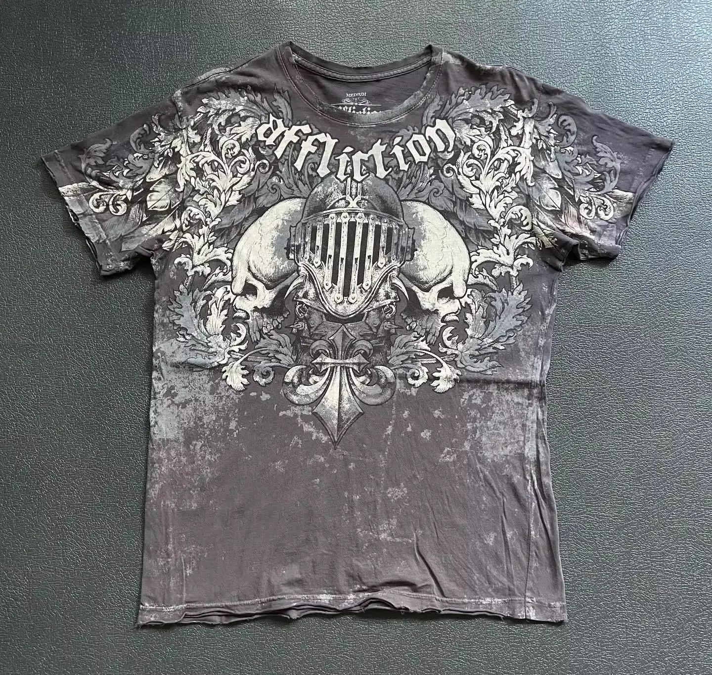 100% Cotton Y2K Affliction Style Graphic T Shirt Gothic Grunge 2000s Unisex 2XL
