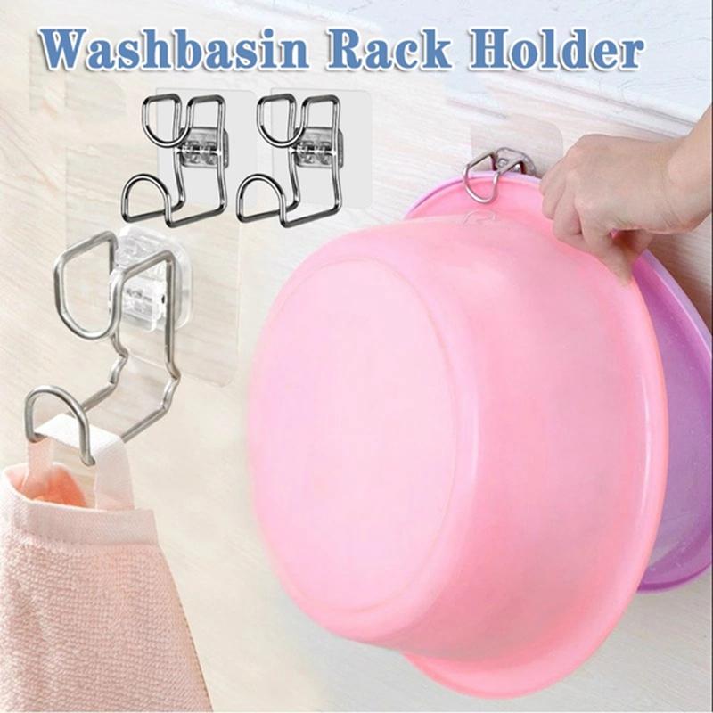 Stainless Steel Washbasin Hooks Storage Racks Punch-Free Bathroom Basin Hook Save Space Wall Mount Storage Hooks Holders Shelf