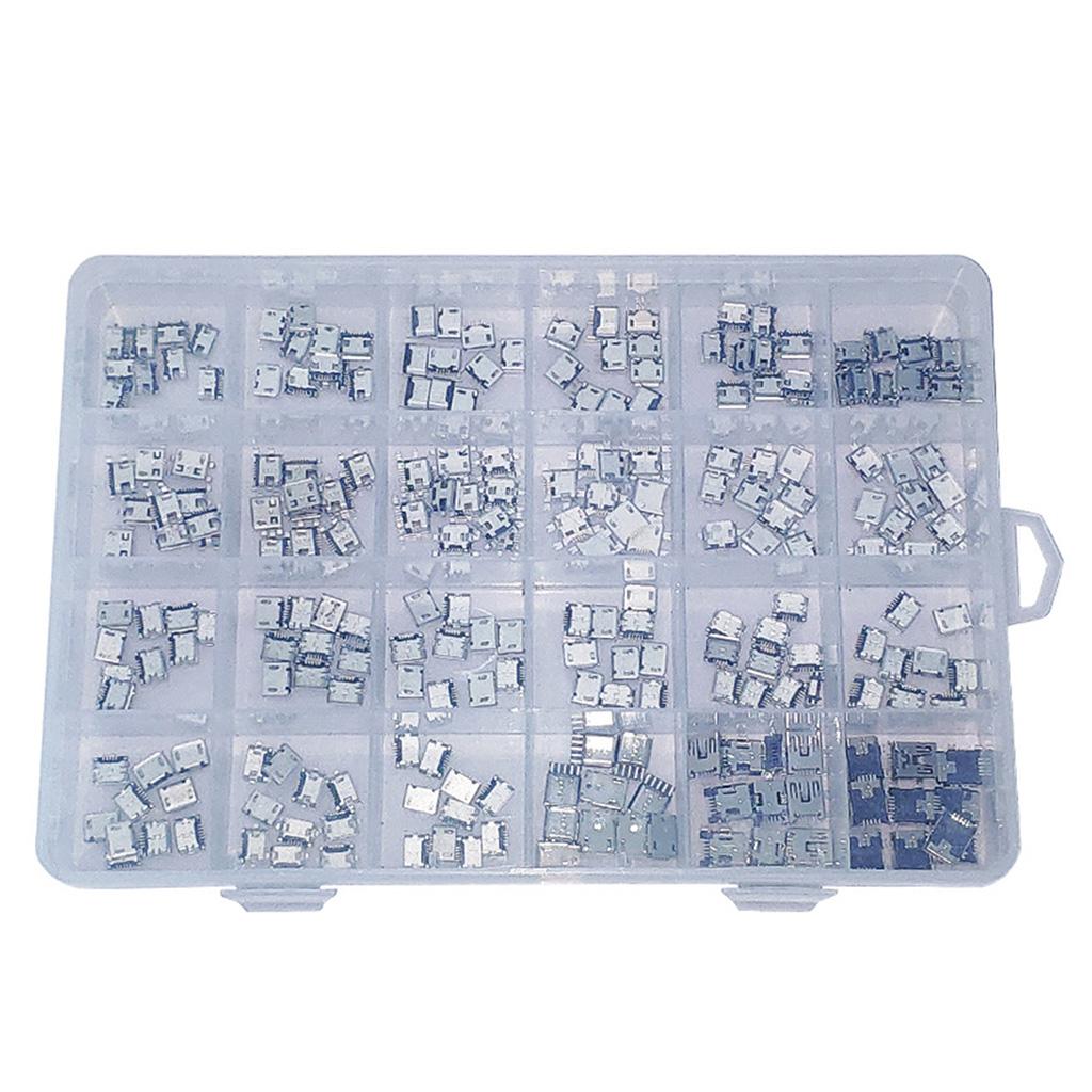 1 Box 24 Models Micro USB Connector Multifunction Socket Jack USB Connectors