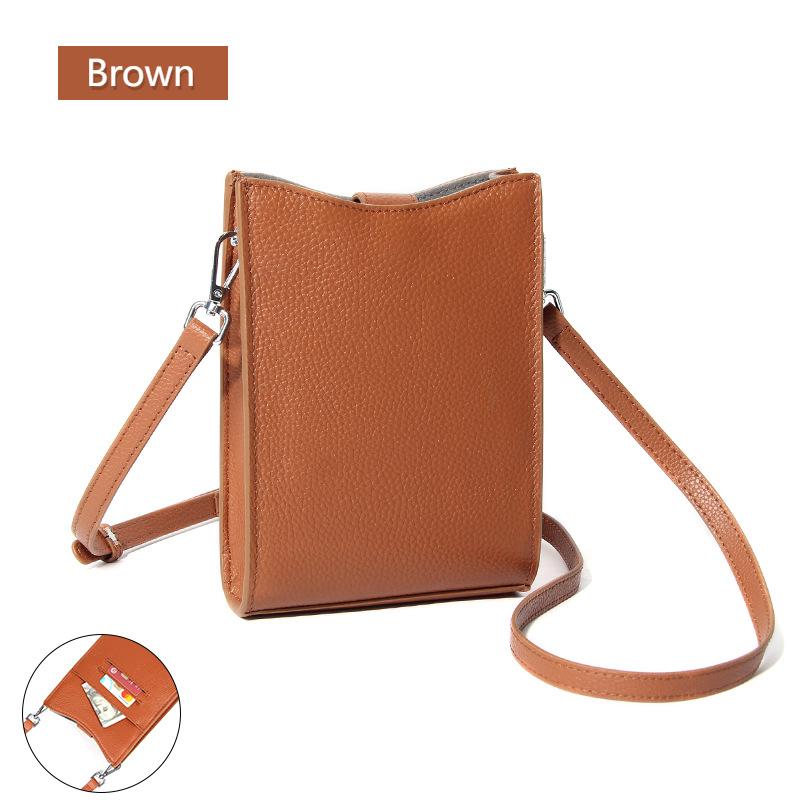 

Японская сумка для мобильного телефона из натуральной кожи, новая простая сумка через плечо коричневый