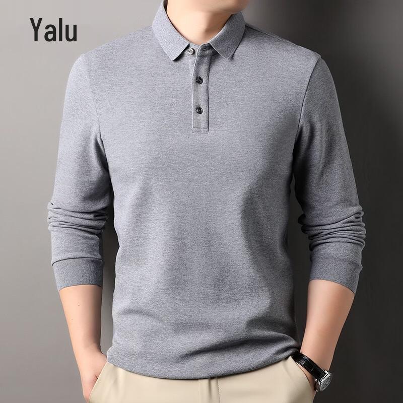 Yalu Men's Pure Cotton Long Sleeve Polo Shirt