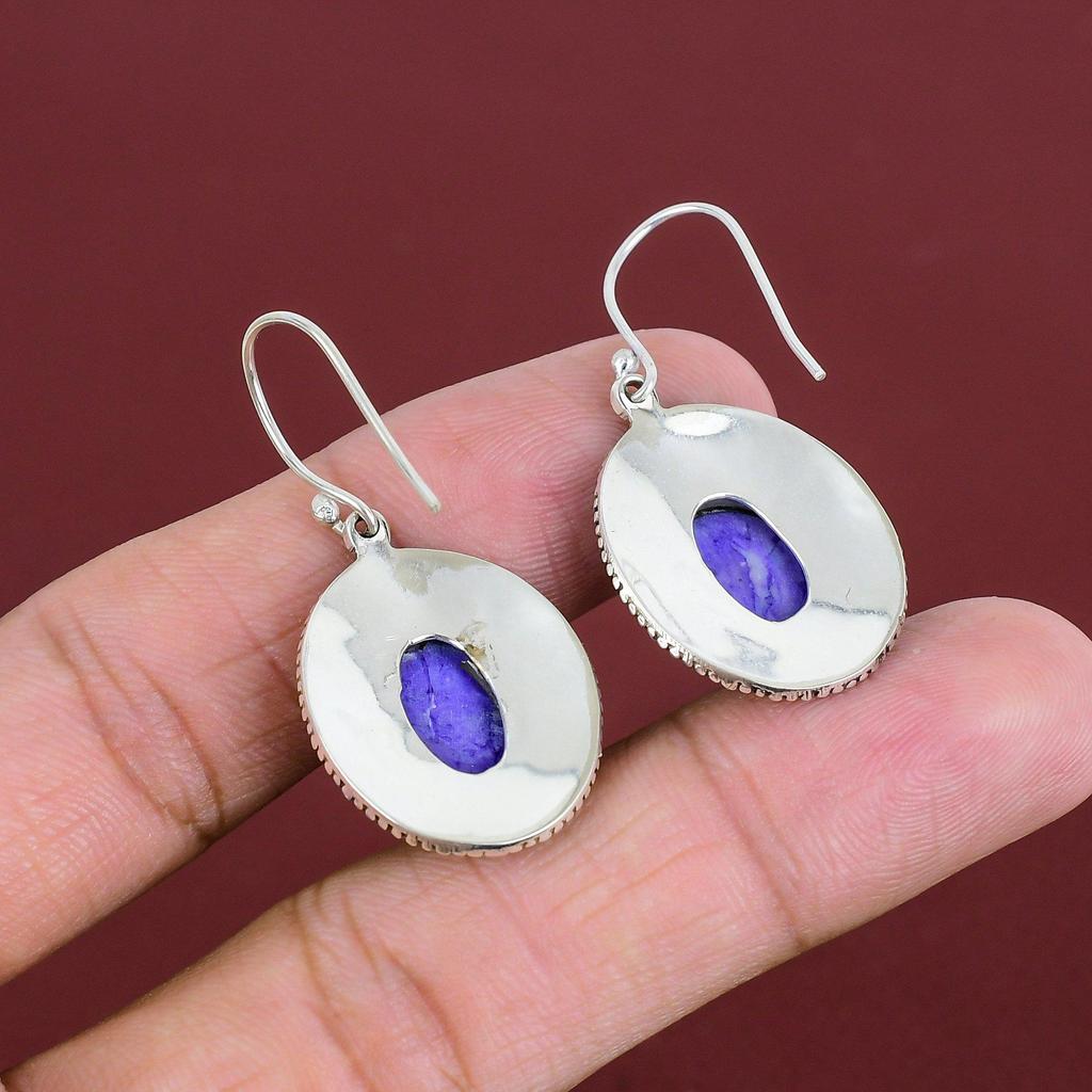 Charoite Earring Natural Gemstone Earrings Vintage Earring Latest Design Jewelry 925 Sterling Silver Earring Handmade Earring Gifts For Wife