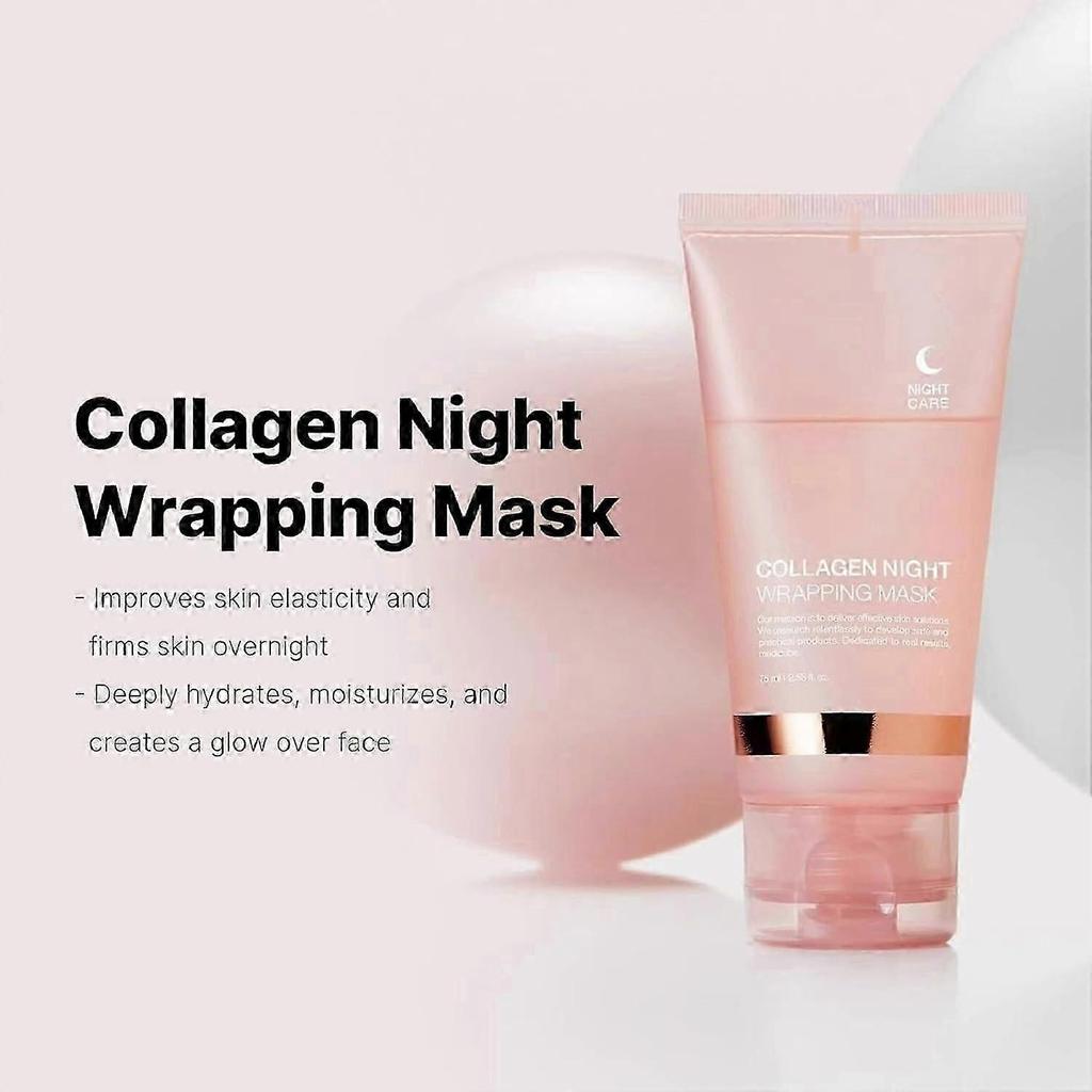 Collagen Night Wrapping Mask, Peel-off Overnight Collagen Face Mask - Deeply Hydrates Firming Glowy - Reduces Sagging Wrinkle For Glowing Skin