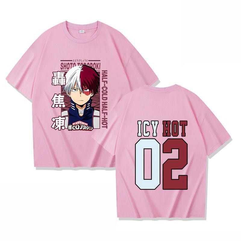 Funny Todoroki Shoto Print T-shirt Summer Anime Pattern T Shirt Women Men Short Sleeve Loose Shirts